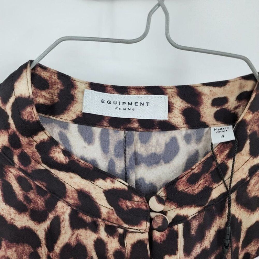 NWT EQUIPMENT FEMME Adalicia Animal Print Leopard Cheetah Dress Womens Size 4 - Picture 7 of 8